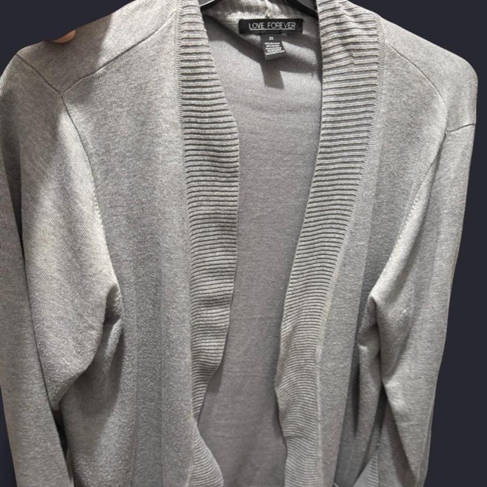 Women's Light Gray Open Cardigan